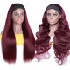 Hurela Headband Wig Straight Hairstyles hairstyles 99J Wine Red Headband Wig With Black Root 150% Density