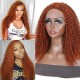 Hurela Auburn 13X5x0.5 Jerry Curly Middle Lace Part Human Hair Wig 150% Density