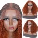 Hurela Auburn 13X5x0.5 Jerry Curly Middle Lace Part Human Hair Wig 150% Density