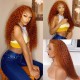Hurela Auburn 13X5x0.5 Jerry Curly Middle Lace Part Human Hair Wig 150% Density