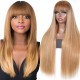 Hurela Blonde Highlight Piano Color 13x4 Straight Lace Front Full Color Wigs With Bangs