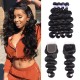 Hurela Hair 4 Bundles Body Wave Hair With Lace Closure
