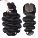 Hurela Body Wave 4 Bundles With T Part Lace Closure Natural Black