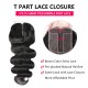 Hurela Brazilian 3 Bundles Body Wave Hair With T Part Lace Closure