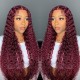Hurela 13x4 Lace Burgundy Colored Jerry Curly Pre-Plucked Wig Get AMEERA Same Hair Style Blackfriday Sale(7:00-8:00pm)