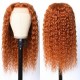 Hurela Burnt Orange Water Wave T Part Lace Human Hair Wigs Wet And Wavy Ginger Wig 150% Density