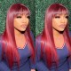 Hurela 99J Color Straight Human Hair Wigs With Bangs 