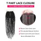 Hurela Brazilian Hair Curly Weave 3 Bundles With T Part Lace Closure
