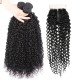 Hurela Brazilian Hair Curly Weave 3 Bundles With T Part Lace Closure