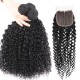 Hurela Brazilian Hair Curly Weave 3 Bundles With T Part Lace Closure