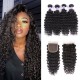 Deep Wave Hurela Remy Hair Weave 4 Bundles With Closure 12in-26in Virgin Hair With 10in-20in Lace Closure