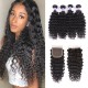 Deep Wave Hurela Remy Hair Weave 4 Bundles With Closure 12in-26in Virgin Hair With 10in-20in Lace Closure