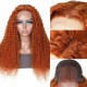 Hurela Ginger Orange Color Lace Part Wig Jerry Curly Human Hair Wigs Color #88J Facebook Special Sale