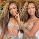 Hurela Highlight Colored Wigs 13x4 Lace Front Wigs Jerry Curly Human Wigs With Baby Hair #TL412 Color 150% Density Crazy Flash Sale