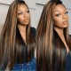 Hurela Ombre Highlights Straight Human Hair 4x4 Lace Closure Virgin Human Hair Weave #FB30 