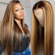 Hurela Blonde Highlight Piano Color Lace Part Wig