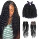 Hurela T Part Lace Closure With Jerry Curly 4 Bundles Natural Color