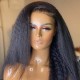 V Part Kinky Straight Human Hair Wigs No Lace No Glueless 150% Density