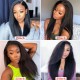 V Part Kinky Straight Human Hair Wigs No Lace No Glueless 150% Density
