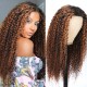Hurela Honey Blonde Highlight Wig Human Hair 4x4 Curly Lace Closure Wig Pre Plucked Affordable Human Hair Wigs 150% Density