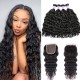 Hurela Hair 100% Human Virgin Hair Natural Wave Hair 4 Bundles With 4x4 Lace Closure