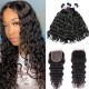 Hurela Brazilian Natural Wave 3 Bundles With 4x4 Lace Closure Virgin Hair On Sale