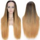 Hurela Ombre Highlights 13x4 Straight Lace Front Wig With Baby Hair 150% Density Pre-plucked Virgin Human Hair Wigs