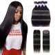Hurela Straight Natural Black 4 Bundles Hair With T Part Lace Closure