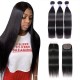 Hurela Brazilian T Part Lace Closure With 3 Bundles Straight Hair