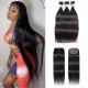 Hurela Brazilian T Part Lace Closure With 3 Bundles Straight Hair