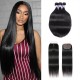 Hurela Brazilian T Part Lace Closure With 3 Bundles Straight Hair