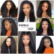 V Part Kinky Straight Human Hair Wigs No Lace No Glueless 150% Density