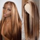 Hurela Blonde 13x5x0.5 Lace Part Straight Highlight Wig With Curly Edge Bangs And Baby Hair TL412 Color