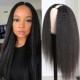 V Part Kinky Straight Human Hair Wigs No Lace No Glueless 150% Density