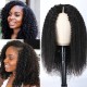 Hurela New Real Hair Kinky Curly V Part Wig With Baby Hair 