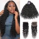 Hurela Hair Brazilian Hair Water Wave 3 Bundles With 4x4 Lace Closure