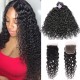 Hurela Hair Peruvian Hair Water Wave 3 Bundles With 4x4 Lace Closure