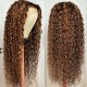 Hurela Piano Brown Highlight Big Curly 13x5 Lace Frontal Wigs Water Wave Wig For Women Facebook Special Sale