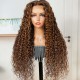 Hurela Piano Brown Highlight Big Curly 13x5 Lace Frontal Wigs Water Wave Wig For Women Facebook Special Sale