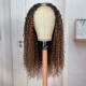 Hurela Balayage Highlight V Part Virgin Human Hair Wig Brown Highlight Curly Hair Color #FB30