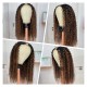 Hurela Balayage Highlight V Part Virgin Human Hair Wig Brown Highlight Curly Hair Color #FB30