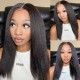 Hurela V Part No Lace No Gel Wigs 100% Virgin Human Kinky Straight Upgrade U Shape Wigs Natural Color