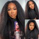 V Part Kinky Straight Human Hair Wigs No Lace No Glueless 150% Density