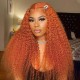 Hurela Ginger Orange Color Lace Part Wig Jerry Curly Human Hair Wigs Color #88J Blackfriday Sale