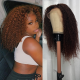 Hurela 13x4 Dark Auburn Color Kinky Curly Lace Frontal Wig Reddish Brown Lace Front Human Hair Wigs
