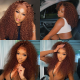 Hurela 13x4 Dark Auburn Color Kinky Curly Lace Frontal Wig Reddish Brown Lace Front Human Hair Wigs