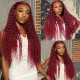 Hurela Jerry Curly Lace Part Wig Dark Red Colored Wigs #99J Remy Human Hair 150% Density