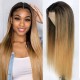 Hurela Ombre Highlights 13x4 Straight Lace Front Wig With Baby Hair 150% Density Pre-plucked Virgin Human Hair Wigs