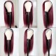 Hurela Headband Wig Straight Hairstyles hairstyles 99J Wine Red Headband Wig With Black Root 150% Density
