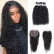 Hurela 7A Peruvian Virgin Hair Curly Weave Human Hair 3 Bundles With Lace Closure Deals